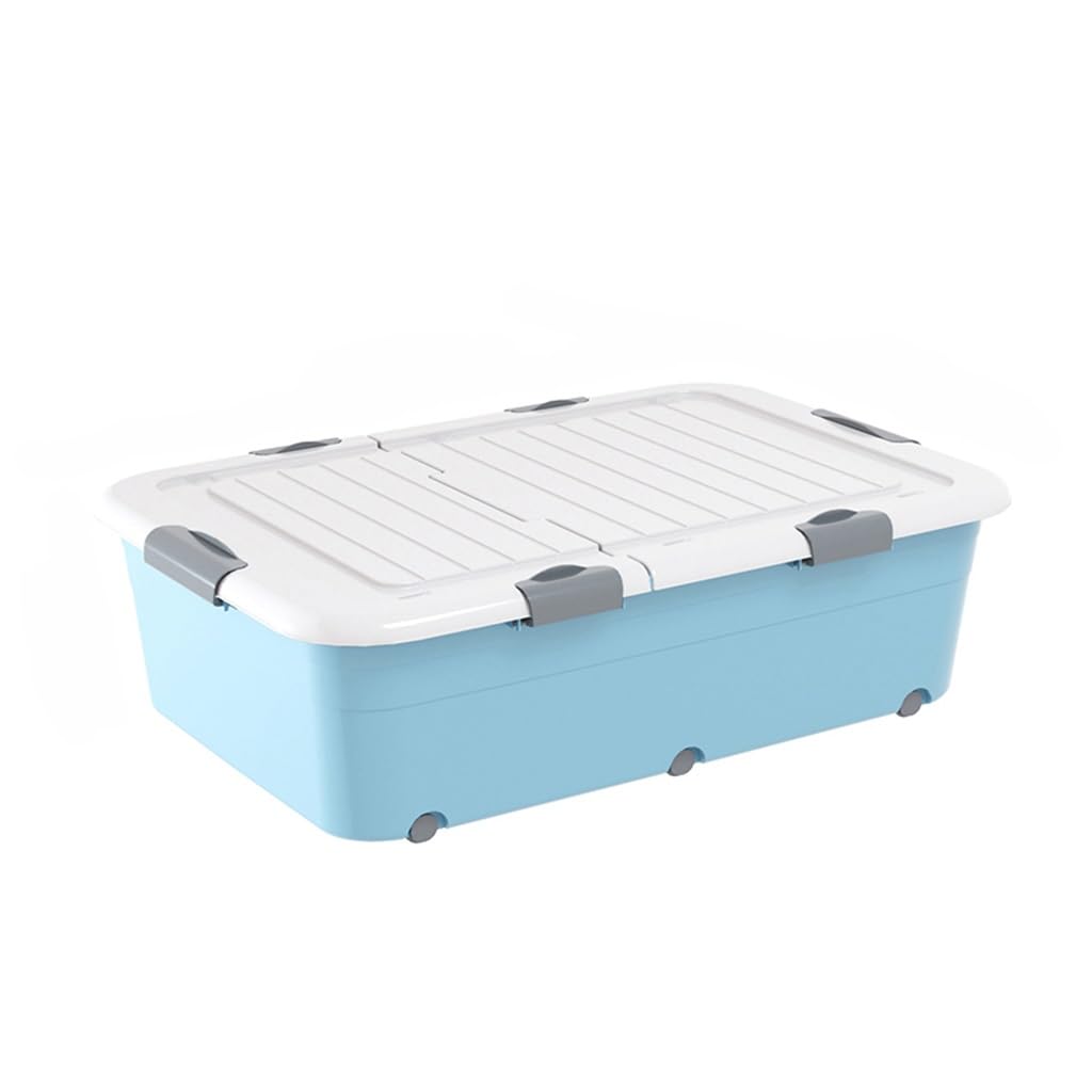 Boîte sous le lit plastique bleu pour ranger les vêtements de saison