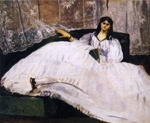 Peinture à l'huile Manet Baudelaire's Mistress tableau salon 30x36