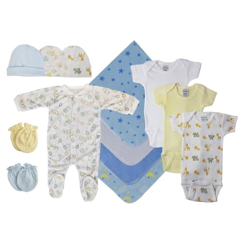 Bambini NC-0525M Baby Boy 13 Piece Layette Sets White & Blue - Medium