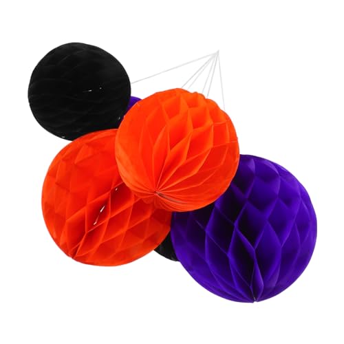 LOLIPPYY 6 Piezas Bolas de Panal Colgantes para Fiesta Halloween Decoraciones de Pompones Colores Vibrantes para Fotográfico y Festivo