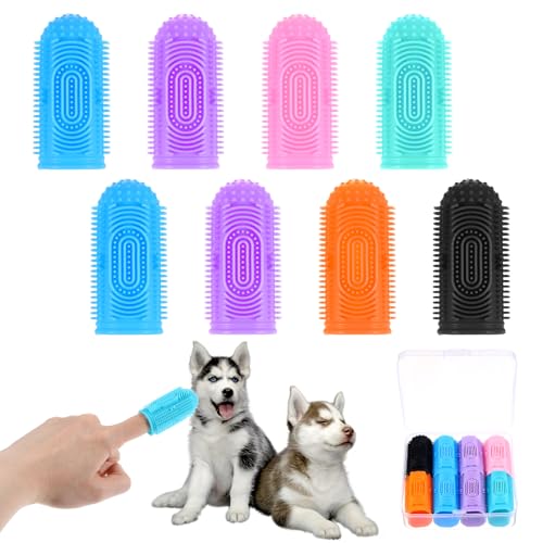Image of LLOUSSAK 8 Pack Dog Toothbrush Kit, Finger Toothbrush for Dogs, Finger Toothbrushs for Dog Teeth, Dogs Dental Care Tooth Brush Puppy Tooth Brushing