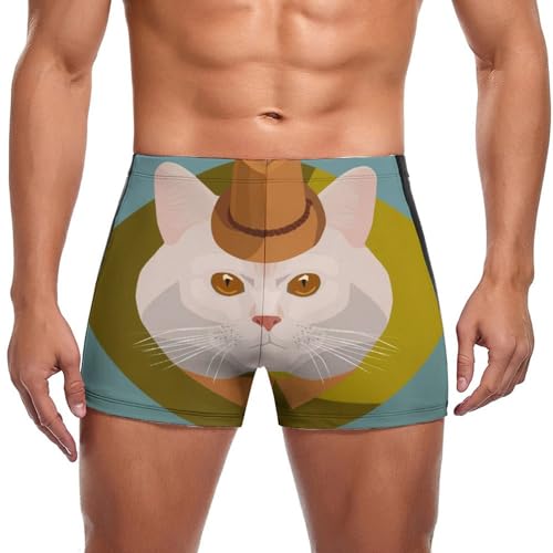 Short de bain homme boxer chat mignon séchage rapide anti frottement