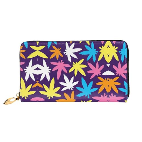 Portefeuille en cuir pour femme : ne perdez plus rien avec ce motif herbes zippé