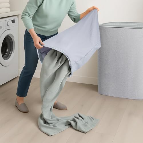 Laundry Basket with 2 Removable Bags 90L Large Capacity Washing Baskets– Dual-Compartment Hamper for Light/Dark Clothes | Foldable Storage Bin for Bedroom Bathroom Folding Laundry Baskets - Image 2