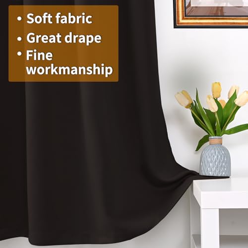 Image of YoungsTex Dark Brown 100% Blackout Curtains 84 Inch Length, Room Darkening Drapes with Liner for Bedroom Window Thermal Insulated, 2 Panels, 52 X 84 Inch