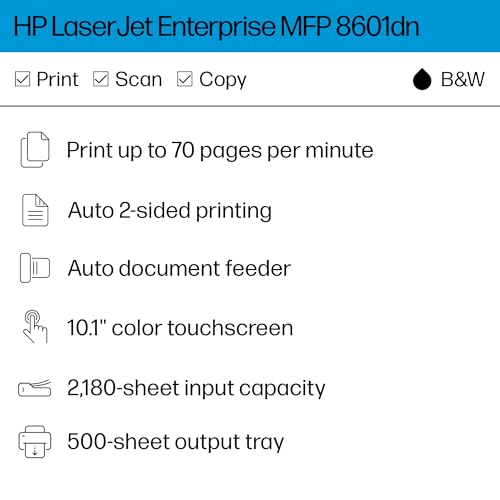hp laserjet enterprise 8601dn multifunction monochrome printer scanner copier duplex best for office 9s186a