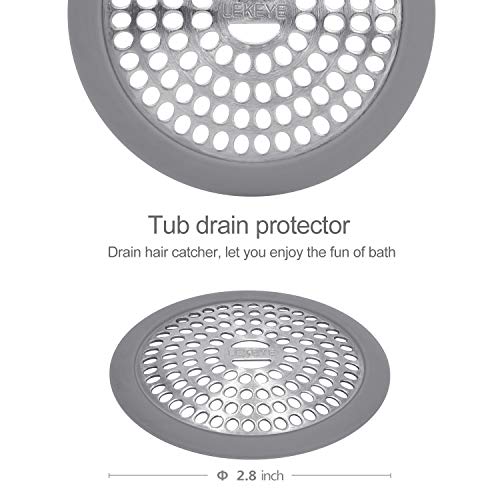 LEKEYE Drain Hair Catcher | Shower Drain Cover | Strainer-Stainless & Silicone-2 Pack