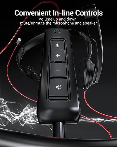 NUBWO HW02 USB Headset with Microphone Noise Cancelling &in-line Control, Ultra Comfort Computer Headset for Laptop pc, On-Ear Wired Office Call Center Headphone for Boom Skype Webinars(Black) - 4