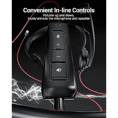 NUBWO HW02 USB Headset with Microphone Noise Cancelling &in-line Control, Ultra Comfort Computer Headset for Laptop pc, On-Ear Wired Office Call Center Headphone for Boom Skype Webinars(Black)