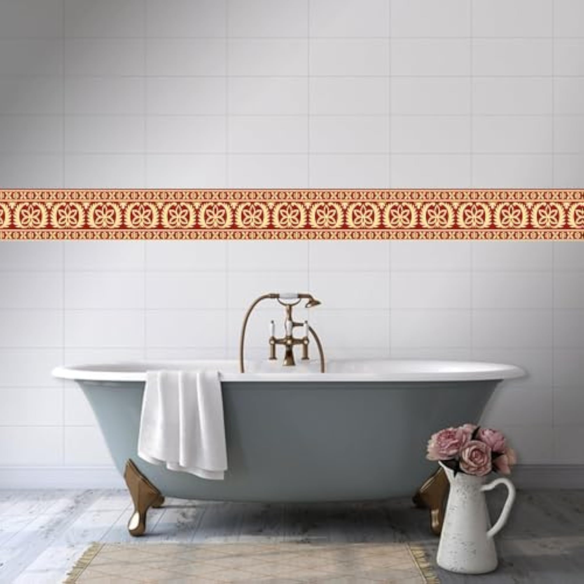 Border Sticker Self Adhesive Wall Tile Sticker, Pack of 6