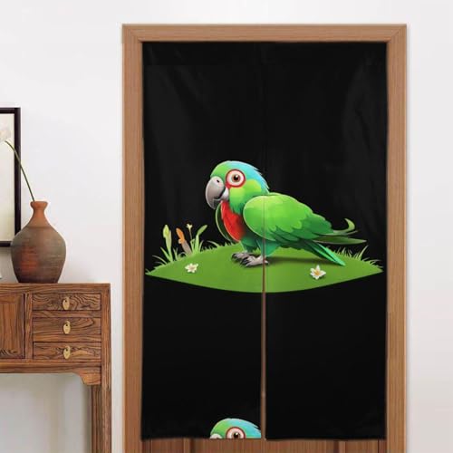 Cortina de puerta de dos paneles con estampado de loro para baño y pasillo 5