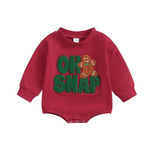 Image of MoZiKQin Baby Christmas Outfit Girl Boy Crewneck Sweatshirt Bubble Romper Sweater Jumpsuit Cute Fall Winter Clothes