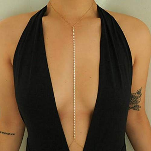 Chicque Rhinestone Body Chains Sexy Belly Chain Beach Body Jewelry for Women and Girls (Glod)