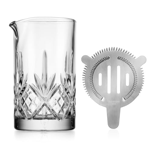 Godinger Glass Pitcher with Strainer, Cocktail Pitcher, Barware & Drinkware Decor, for Cocktails, Drinks & More, Decorative Accent 13 Ounces