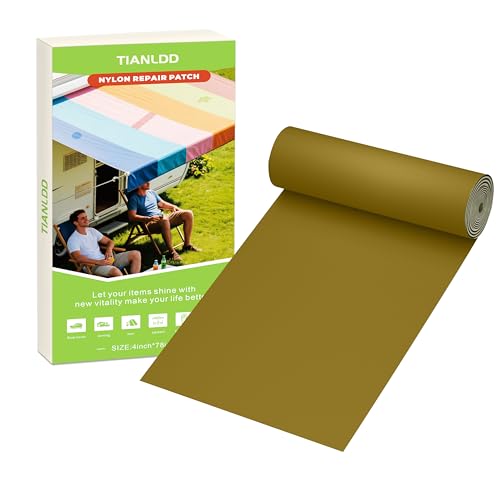 TIANLDD 4x78in Nylon Repair Tape，Self Adhesive Waterproof Fabric Repair Tape,Tent Repair Kit，for Down Jackets, Tent, Umbrella, Sleeping Bag, Knapsack.（Deep Yellow）