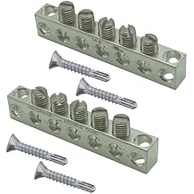UL Certified Ground Bar Kit, Max Wire Dia 4 AWG,Aluminum Ground Bus Bar with Self Tapping Dovetail Screws 5 Terminal Positions, 2pcs