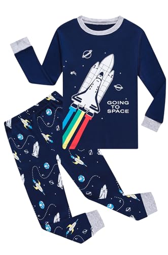 Image of Little bety Cotton 4 Piece Pajamas Boys Long Sleeve Sets Toddler Boys Pjs Kids Sleepwear Sets