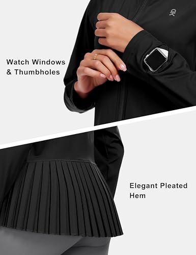 Little Donkey Andy Women's Golf Hoodie Jacket with Pleated Tennis Skirt Hem Full Zip Sun Protection Running Athletic Jackets4