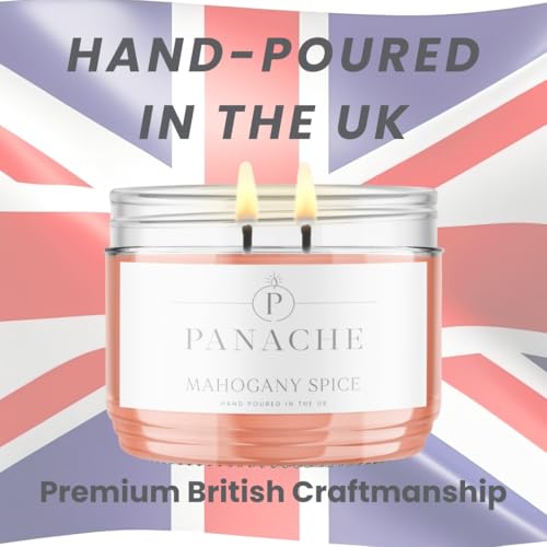 Panache Double Wicked Scented Candles | Suede & Amber | 350 gram Jar Candle | Natural Soy Wax | 48 Hours Burn | Great Gift Set for Women - Image 4