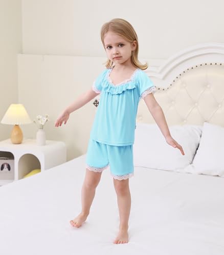 Image of Baby Girls Outfits Sets Summer Tee and Shorts Toddler 2-Piece Set for Kids Cooling Clothes,Viscose Made from Bamboo