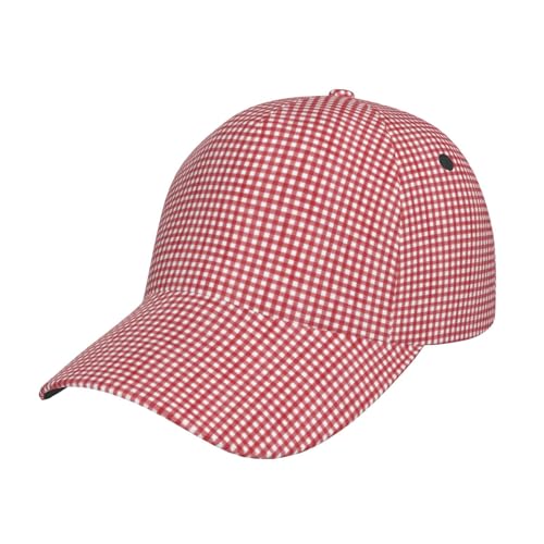 Gorra clásica unisex a cuadros roja y blanca miniatura 1