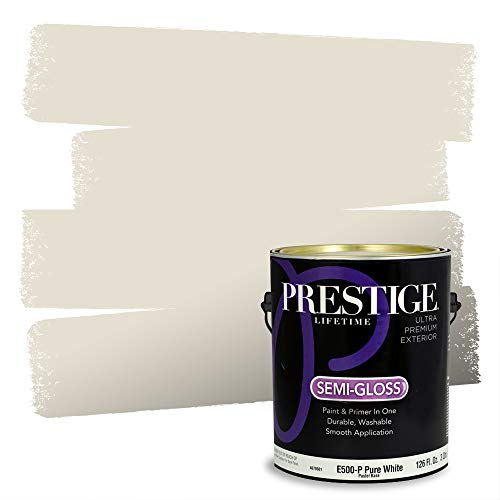 PRESTIGE Paints Exterior Paint and Primer In One, 1-Gallon, Semi-Gloss, Comparable Match of Sherwin Williams* White Duck*