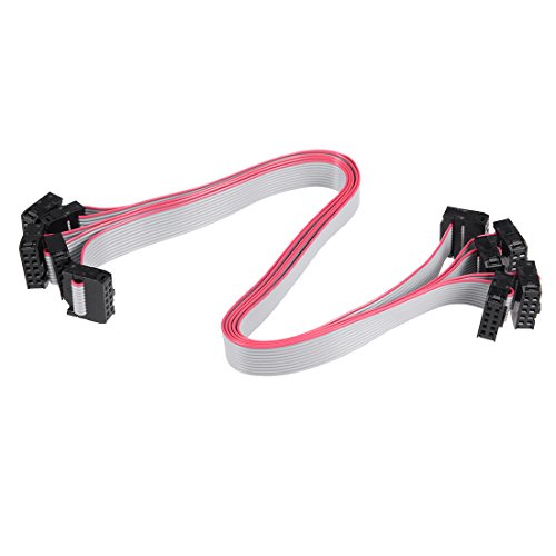 sourcing map Conector IDC de 10 Pines Conector Hembra del Cable de Cinta Plana 30cm 2,54mm,5pcs