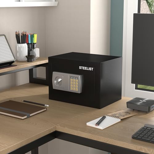 STEELIST Safety Box, 1.0 Cu Ft Stack on Safe, Cash Safe with Key and Digital Keypad, Safes for Home Use Fire and Water Proof, Security Box with Removable Shelf, Safes for Hotel, Dorm and Business - Thumbnail 2