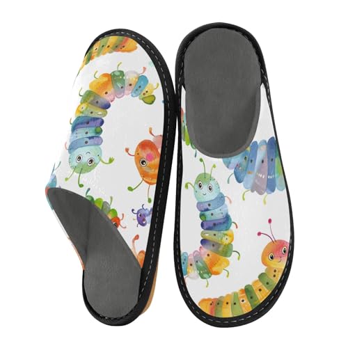 Colorful Caterpillar House Slippers, Non Slip Slippers for Women Men Warm Slippers House Shoes Indoor Outdoor Slippers