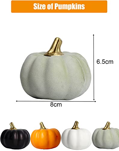 12Pcs Retro Green Artificial Pumpkins Bulk Autumn Decoration Set,Thanksgiving Pumpkin Decorations,Decorative Pumpkin Faux Harvest Fake Mini Foam Pumpkins for Fall,Wedding,Home Halloween Party Decor - Image 3