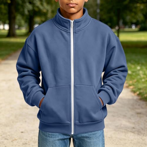Boys Zip Up Hoodie Stand Collar Kids Sweatshirt Jacket Size 12-14 - image 3