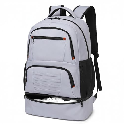 seyfocnia Gym Backpack for Men, Waterproof Sports Backpacks With Shoe Compartment Lightweight Workout Trainning Back Pack Casual Travel Daypack-Grey