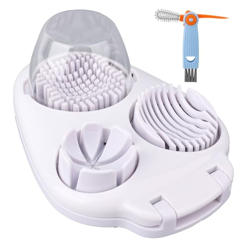 3-in-1 Egg Slicer with Cleaning Brush, 3 Slice Modes Egg Cutter Stainless Steel Dicer Multipurpose Kitchen Chopper Utensil for Hard Boiled Eggs Strawberry Tomato Butter Mushroom