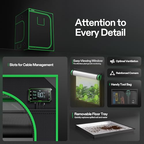 Image of VIVOSUN S558 5x5 Grow Tent, 60 inchx60 inchx80 inch High Reflective Mylar with Observation Window and Floor Tray for Hydroponics Indoor Plant for VSF6450
