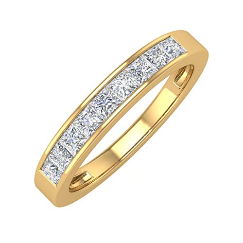 1/2 Carat Channel Set Princess Cut Diamond Wedding Band Ring in 14K Gold