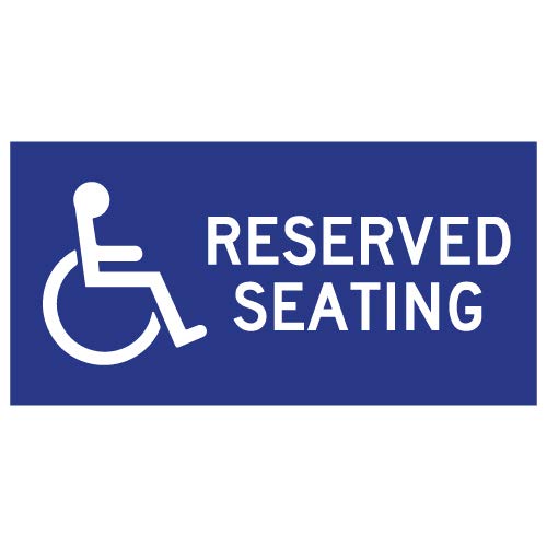 STOPSignsAndMore - Table Label - Wheelchair Accessible Reserved Seating - 4" x 2" - Pack of 3 (Blue) | Vinyl Material