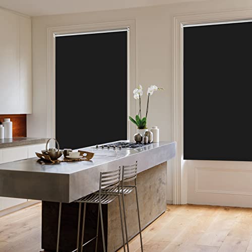 Verdunklungsrollo ohne Bohren Rollos für Fenster Verdunkelung Schwarz B80 x H140 cm Thermorollo Innenrollo Klemmrollo Sonnenschutzrollo… – Ansicht 6