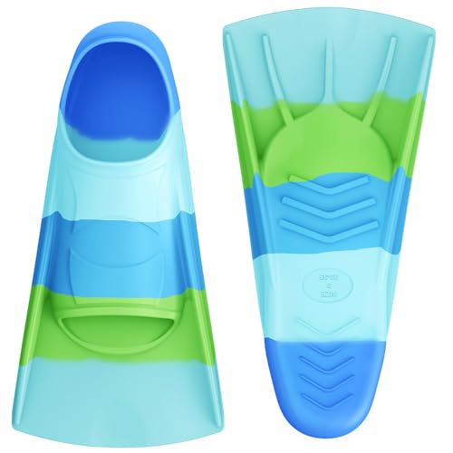 Gintenco Swim Fins Kids Swim Training Fins for Lap Swimming Travel Size Flippers with Mesh Bag Silicone Swimming Fins for Kids Teens Adults Women Men (CH10 S(Jr 2-3/US Women 3-5))
