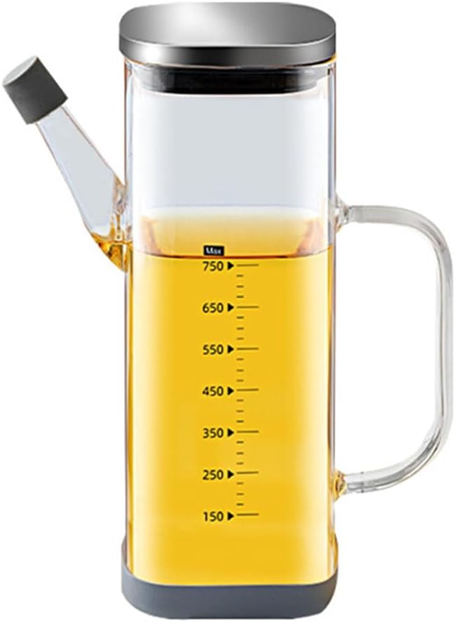 Cooking Oil Dispenser,High Borosilicate Glass oil Pot Leak Proof Large Capacity oil Bottle Household Seasoning Bottle Kitchen Oil Tank Soy Sauce Vinegar Pot(Size:750ml)