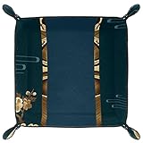VBFOFBV Valet Tablett, PU-Leder Catchall, Tablett-Organizer, Aufbewahrungsbox für Uhren, Schmuck, Münzen, Schlüssel,Japanische Cloud Navy Blue Cherry Blossom