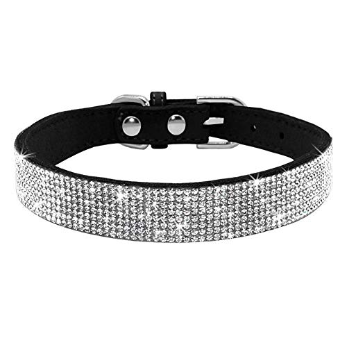 haoyueer Hundehalsband mit Strasssteinen, glitzernd, weiches Wildleder, für Hunde und Katzen