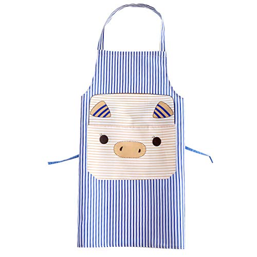 WINSTON-UK Tablier de cuisine imperméable réglable avec poche douce à rayures cochons pour homme et femme (bleu) Cover