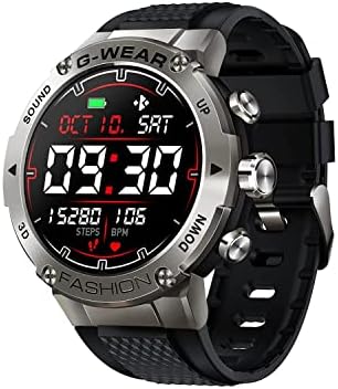 Smart Watches for Men, IC Certified Fitness Watch with HD IPS Screen/BT Calling/Auto Heart Rate Monitor/Blood Pressure/SpO2/Sleep Monitor/Waterproof, Fashion Smart Watch Sync with Google Fit, Silver