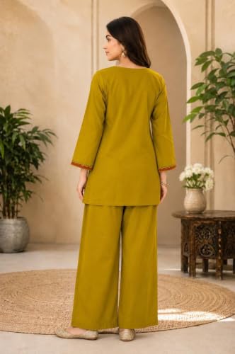 Image of Women's Embroidered Kurta Palazzo Set | Ethnic Co-Ord Set with Printed Design | Casual Traditional Outfit.