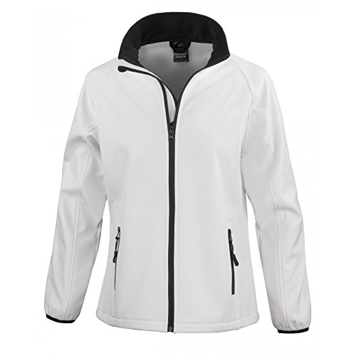 Result Womens/Ladies Core Printable Softshell Jacket (L) (White/Black)