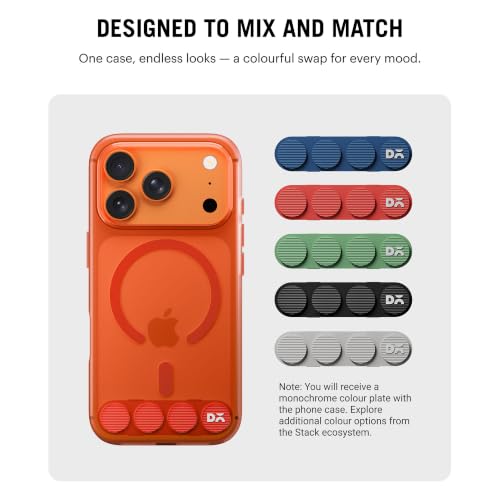 Image of DailyObjects iPhone 17 Pro Max Stack Clear Classic Case Cover | Compatible with MagSafe | Camera & Body Protection | Scratch Proof | Dual Hybrid Protection | Wireless Charging - Flamingo Orange
