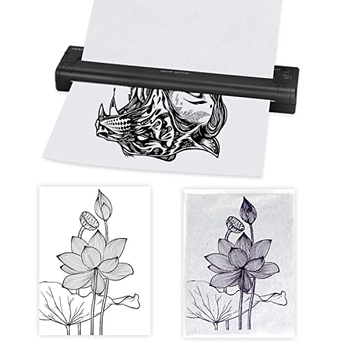 Yilong Stencil Printer For Tattooing Mini Portable Tattoo Transfer Machine Usb Wireless Bluetooth Black Tattoo Printer With 15Pcs Tattoo Transfer Papers, Compatible With Android, Ios Phone & Pc-Side #TOP3