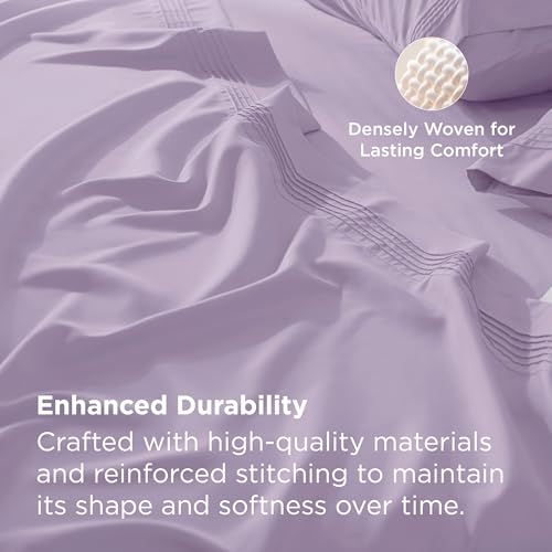 Image of Bedsure Deep Pocket King Sheet Set - Fits Mattresses Up to 21 Inches Thick - 4 Piece GentleSoft Bed Sheets, Moisture Wicking, Soft & Cooling Bedsheet & Pillowcases, Easy & Secure Fit, Light Purple