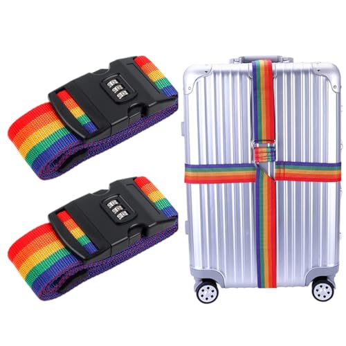 2 Cinghie per bagagli incrociate con chiusura a combinazione Cinghie per bagagli Accessori da viaggio Cinghie per bagagli durevoli (colore)