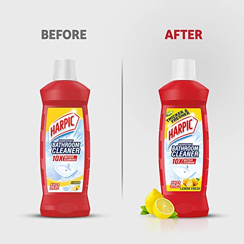 Image of Harpic Flushmatic In-Cistern Toilet Cleaner Blocks, Marine - 150 g | Lasts Upto 240 Flushes & Disinfectant Bathroom Cleaner Liquid, Lemon - 500ml & Disinfectant Bathroom Cleaner Liquid, Floral - 1L